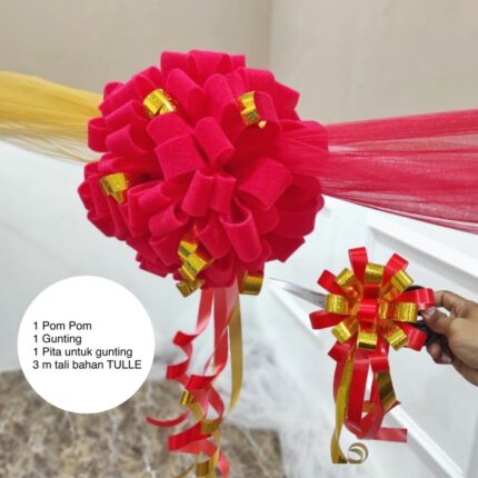 Dqueen Florist - Pita Peresmian tali besar bahan tulle