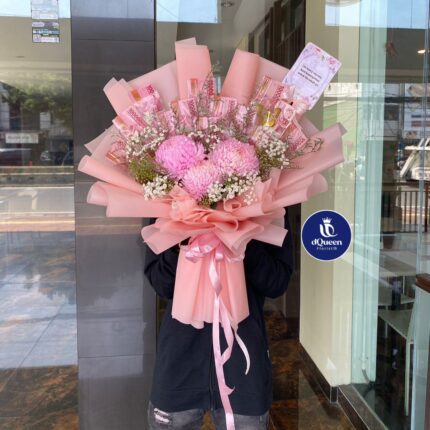 Buket uang / Handbouquet bunga peony premium. Cocok untuk ucapan birthday / Ultah / Anniversary / custom warna / unik