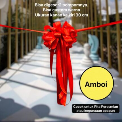 Pita peresmian gunting pita opening pita satin Tille merah set gunting pita grand opening set lengkap gunting peresmian siap pakai