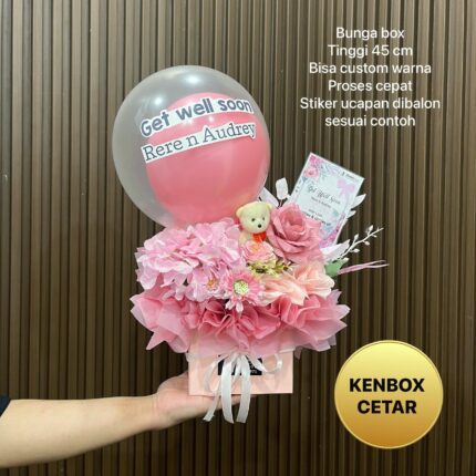 Dqueen Florist - Bunga Box Artificial Custom Gift - ucapan get well soon birthday- instan - bunga box "Kenbox Cetar"