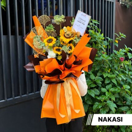 Dqueen Florist - Buket Fresh flowers matahari - Custom - Jakarta - Anniversary - Duka Cita - Pernikahan